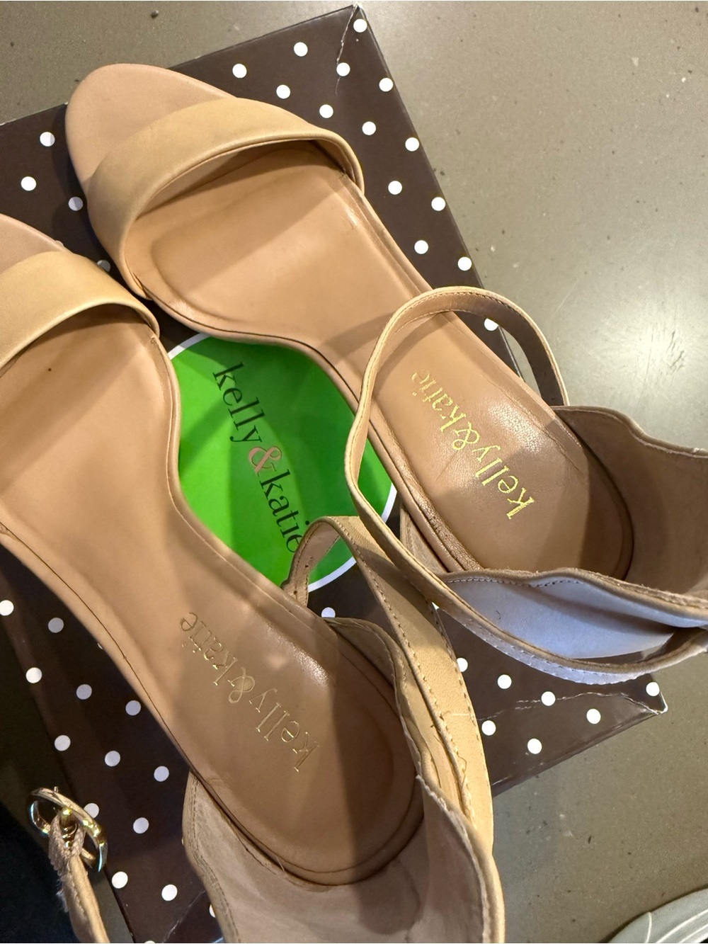 Kelly & Katie Beige Open-Toe Slingback Heels